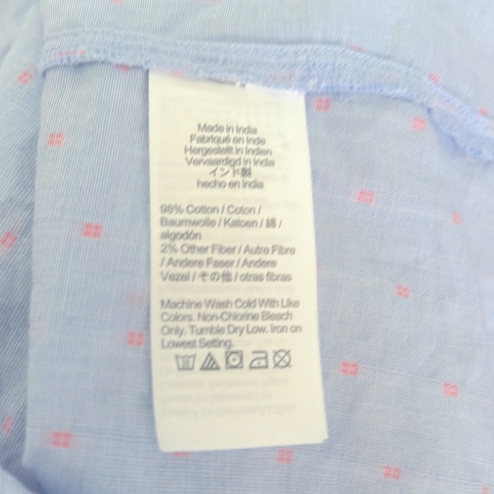 J..CREW Light Blue Blouse with🌸 Pink Accents - Picture 3 of 8
